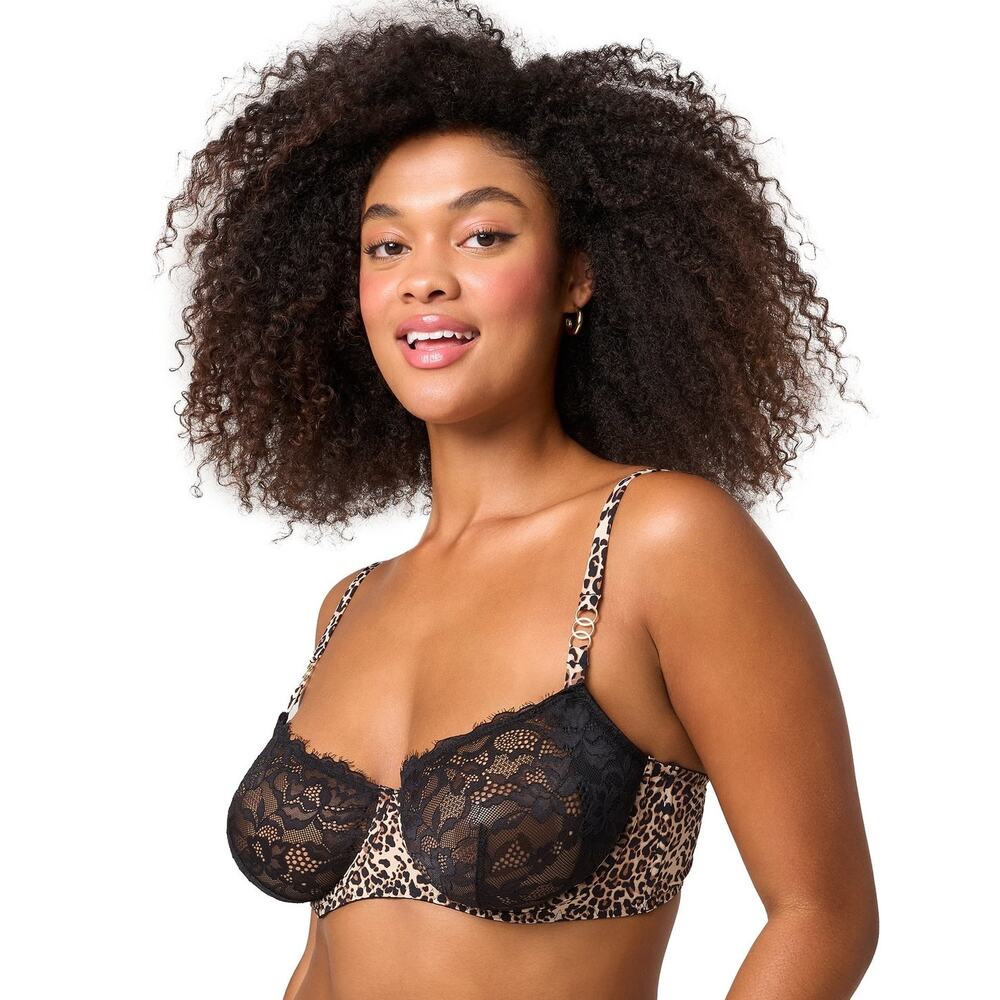 NWT New Adored by Adore Me cheetah Print Underwire Lace Bra sz 38 DD